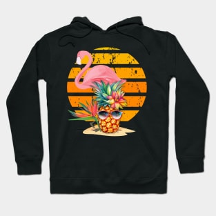 Summer Time Flamingos and Pineapple Hoodie